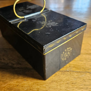 Floral Flower Toleware Double Money Box Antique Victorian c1880