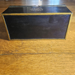 Floral Flower Toleware Double Money Box Antique Victorian c1880