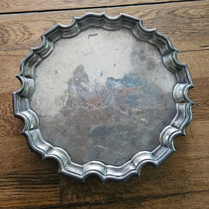 English Sterling Silver Salver Dish by Walker & Hall Antique Edwardian
