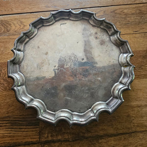 English Sterling Silver Salver Dish by Walker & Hall Antique Edwardian