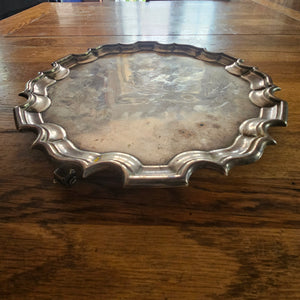 English Sterling Silver Salver Dish by Walker & Hall Antique Edwardian