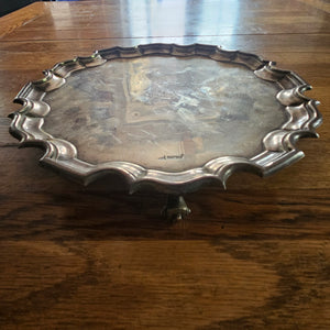 English Sterling Silver Salver Dish by Walker & Hall Antique Edwardian