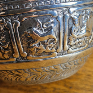 Zodiac English Sterling Silver Bowl by Charles Boyton Antique Victorian 1885