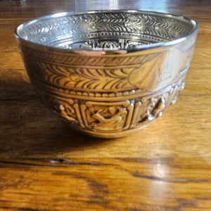 Zodiac English Sterling Silver Bowl by Charles Boyton Antique Victorian 1885