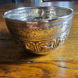 Zodiac English Sterling Silver Bowl by Charles Boyton Antique Victorian 1885