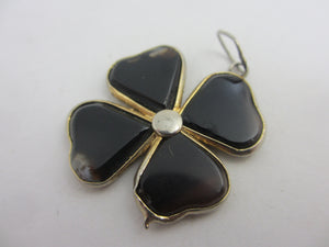 Banded Agate Lucky 4 Leaf Clover Pendant Antique Victorian c1860