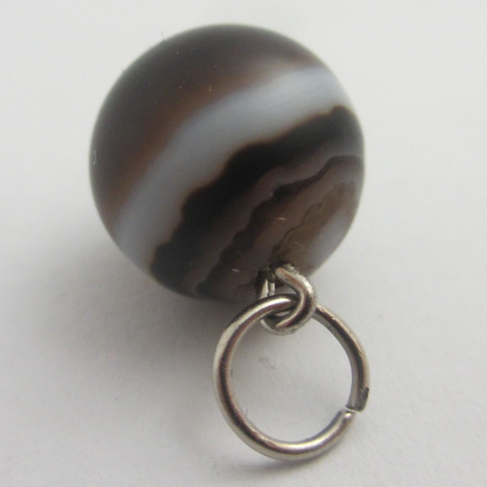 Banded Agate Ball Sphere Pendant or Charm Antique Victorian c1890