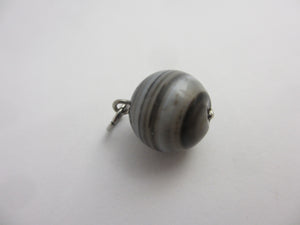 Banded Agate Ball Sphere Pendant or Charm Antique Victorian c1890