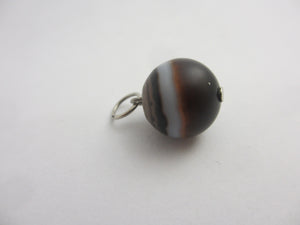Banded Agate Ball Sphere Pendant or Charm Antique Victorian c1890