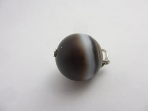 Banded Agate Ball Sphere Pendant or Charm Antique Victorian c1890