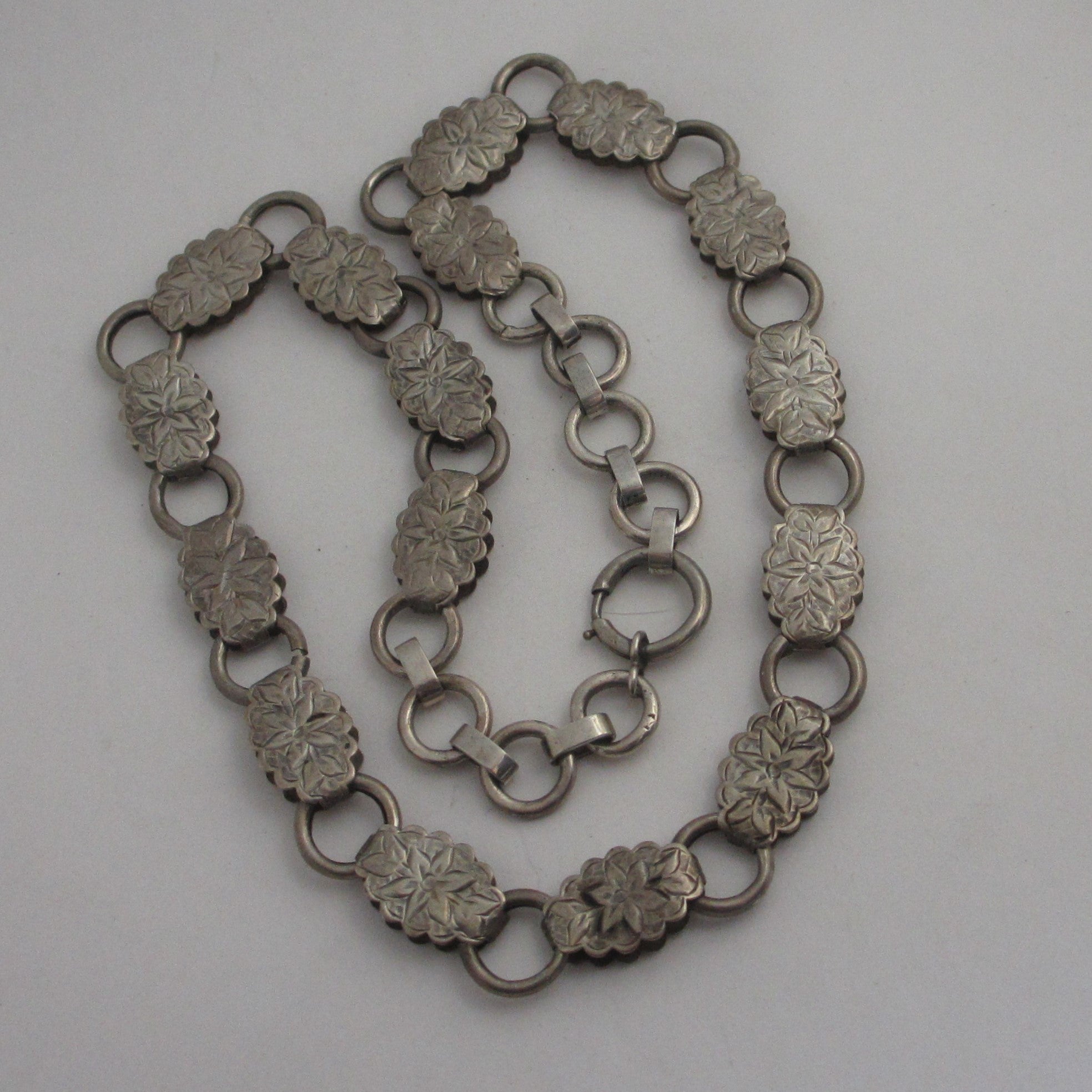 Book Chain Sterling Silver Collar Necklace Antique Victorian c1860