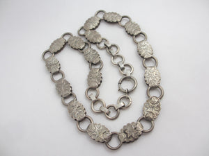 Book Chain Sterling Silver Collar Necklace Antique Victorian c1860