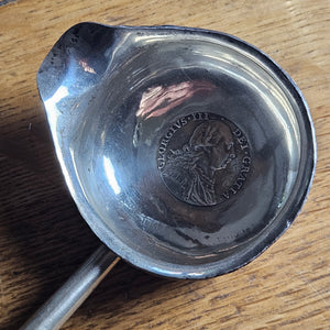 Sterling Silver Coin Detail Briar Wood Handle Brandy Toddy Ladle Spoon Antique Georgian c1790