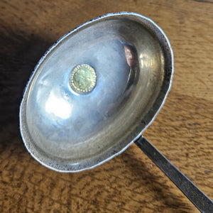 Sterling Silver Coin Detail Briar Wood Handle Brandy Toddy Ladle Spoon Antique Georgian c1790