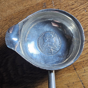 Sterling Silver Coin Detail Briar Wood Handle Brandy Toddy Ladle Spoon Antique Georgian c1790