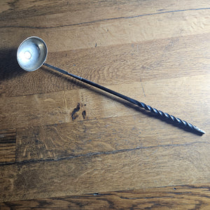 Sterling Silver Gold Coin Detail Briar Wood Handle Brandy Toddy Ladle Spoon Antique Georgian c1790