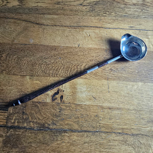 Sterling Silver Coin Detail Briar Wood Handle Brandy Toddy Ladle Spoon Antique Georgian c1790