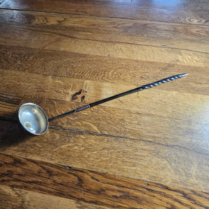 Sterling Silver Gold Coin Detail Briar Wood Handle Brandy Toddy Ladle Spoon Antique Georgian c1790