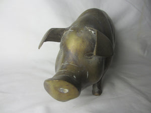 Huge Pig Piggy Money Bank in Brass Vintage c1950