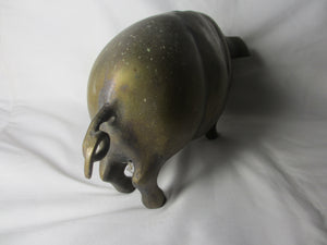 Huge Pig Piggy Money Bank in Brass Vintage c1950