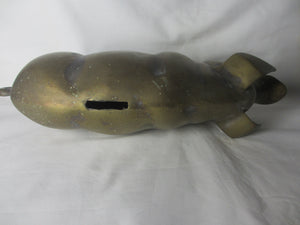 Huge Pig Piggy Money Bank in Brass Vintage c1950