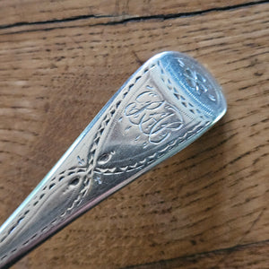 Brightcut English Sterling Silver Serving Spoon by Samuel Hougham Antique Georgian