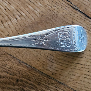 Brightcut English Sterling Silver Serving Spoon by Samuel Hougham Antique Georgian