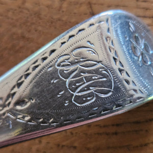 Brightcut English Sterling Silver Serving Spoon by Samuel Hougham Antique Georgian