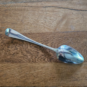 Brightcut English Sterling Silver Serving Spoon by Samuel Hougham Antique Georgian
