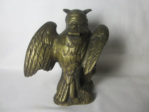 Owl Bird Bronze Desk Ink Well Antique Victorian c1880