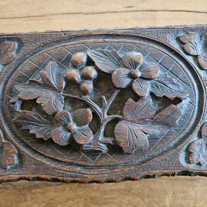 Floral Carved Black Forest Jewellery Box Antique Victorian c1890