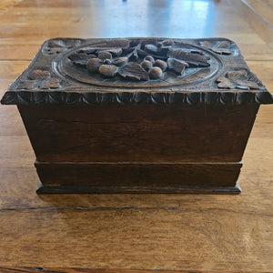 Floral Carved Black Forest Jewellery Box Antique Victorian c1890