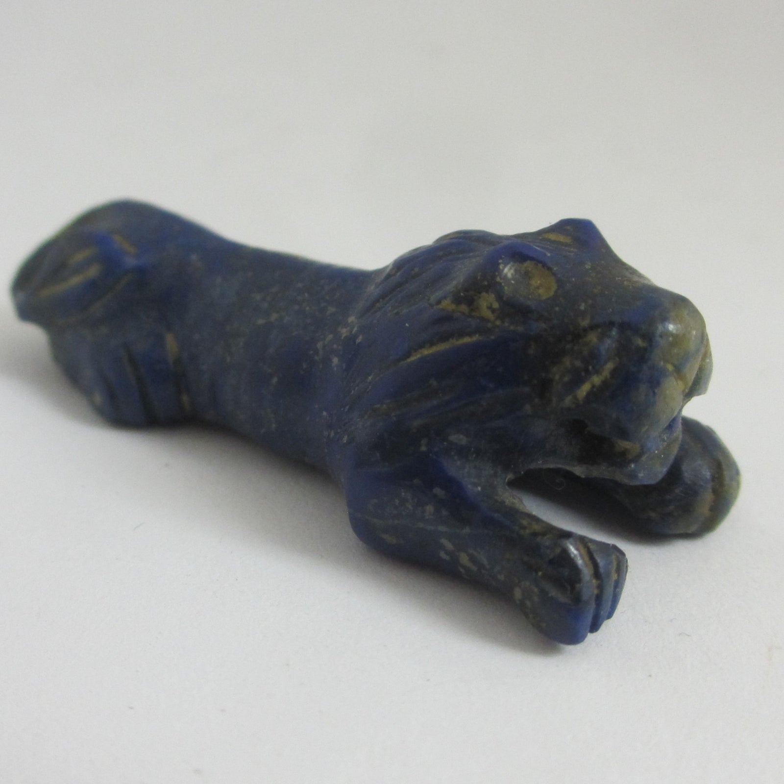 Carved Lapis Lazuli Lion Pendant Figure Antique Victorian c1890