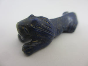 Carved Lapis Lazuli Lion Pendant Figure Antique Victorian c1890