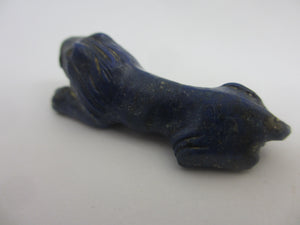 Carved Lapis Lazuli Lion Pendant Figure Antique Victorian c1890