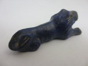 Carved Lapis Lazuli Lion Pendant Figure Antique Victorian c1890