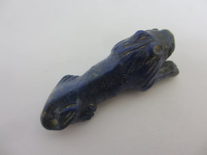 Carved Lapis Lazuli Lion Pendant Figure Antique Victorian c1890