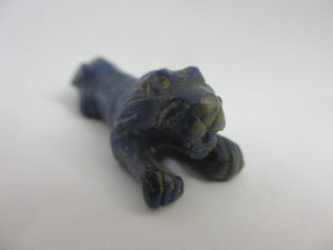 Carved Lapis Lazuli Lion Pendant Figure Antique Victorian c1890