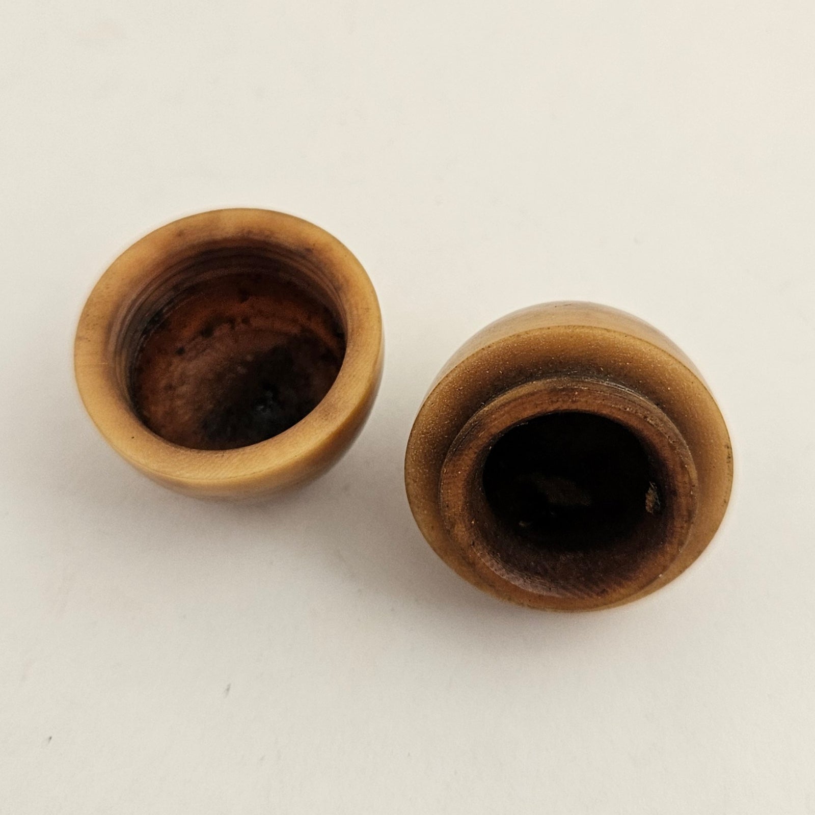 Egg Shape Coquilla Nut Ointment or Thimble Case Antique Victorian c1890