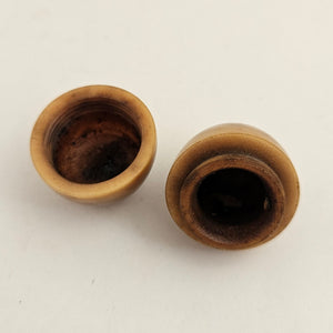 Egg Shape Coquilla Nut Ointment or Thimble Case Antique Victorian c1890