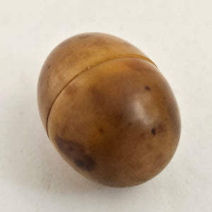Egg Shape Coquilla Nut Ointment or Thimble Case Antique Victorian c1890