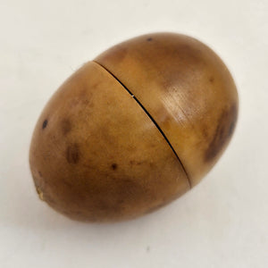 Egg Shape Coquilla Nut Ointment or Thimble Case Antique Victorian c1890