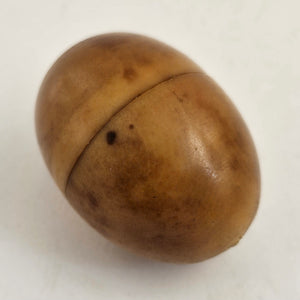 Egg Shape Coquilla Nut Ointment or Thimble Case Antique Victorian c1890