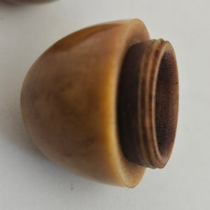 Egg Shape Coquilla Nut Ointment or Thimble Case Antique Victorian c1890