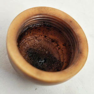 Egg Shape Coquilla Nut Ointment or Thimble Case Antique Victorian c1890