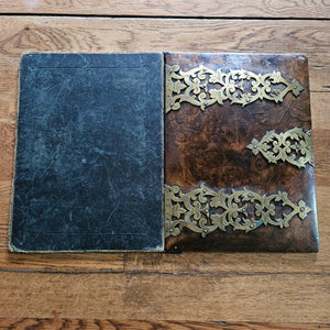 Coromandel Wood Gilded Brass Strapping Book Blotter Antique Victorian c1880