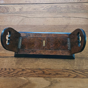 Sliding Book End Shelf in Coromandel Wood with Gilded Brass Strapping by Parkins & Gotto Antique Victorian