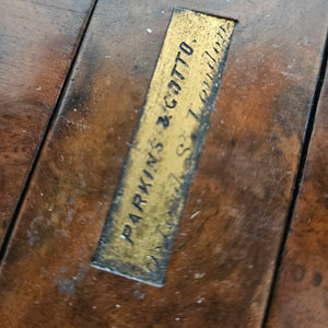 Sliding Book End Shelf in Coromandel Wood with Gilded Brass Strapping by Parkins & Gotto Antique Victorian