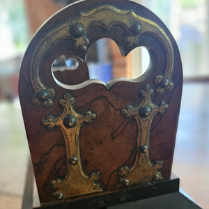 Sliding Book End Shelf in Coromandel Wood with Gilded Brass Strapping by Parkins & Gotto Antique Victorian