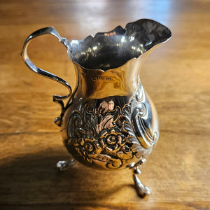 English Sterling Silver Cream Jug by William Aitken Chester Hallmark Antique Victorian